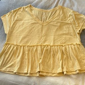 Yellow, fluffy, crop top